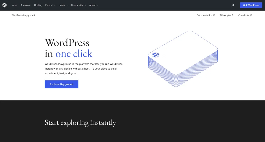 WordPress Playground 介面截圖