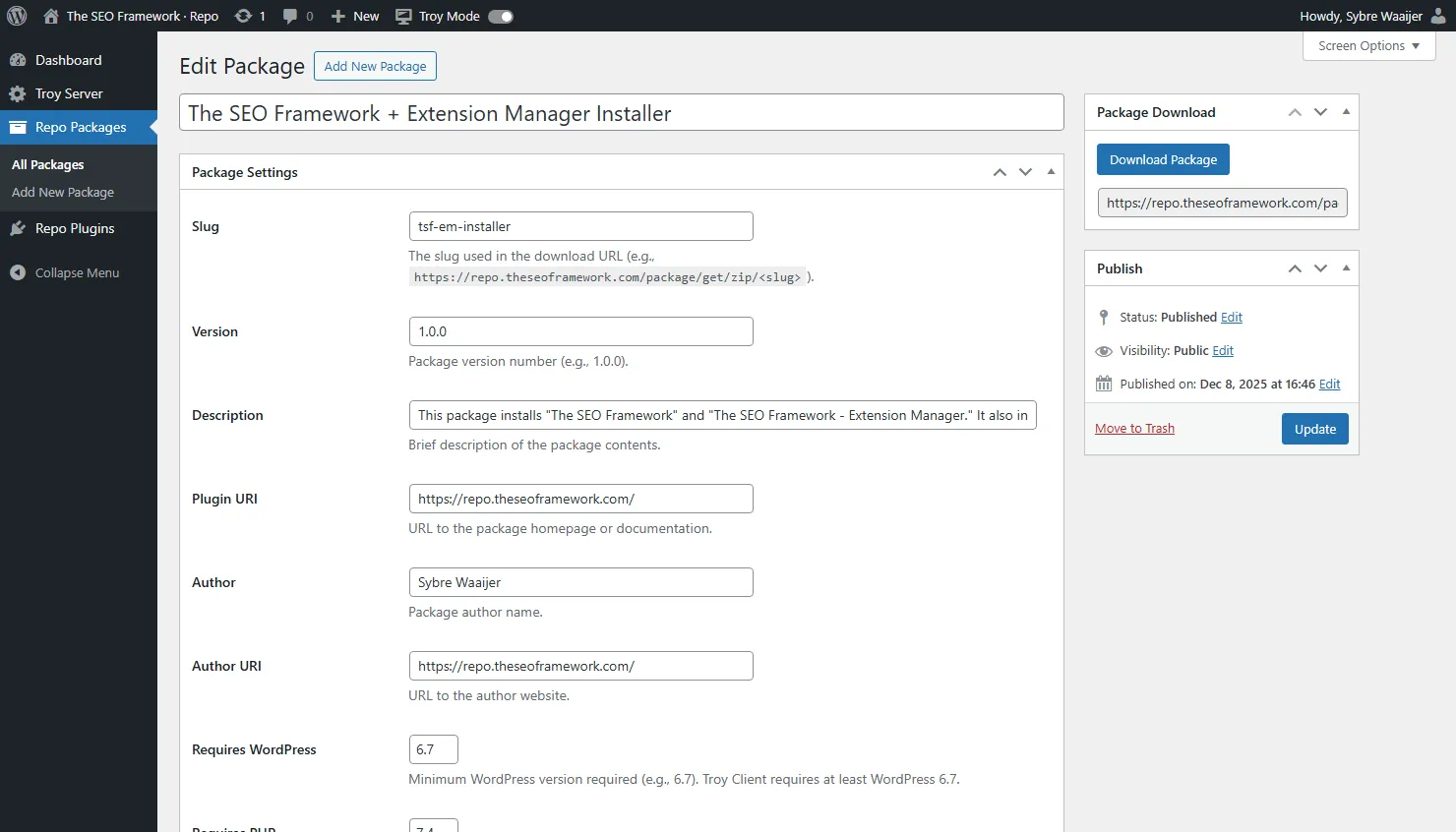 Package editor